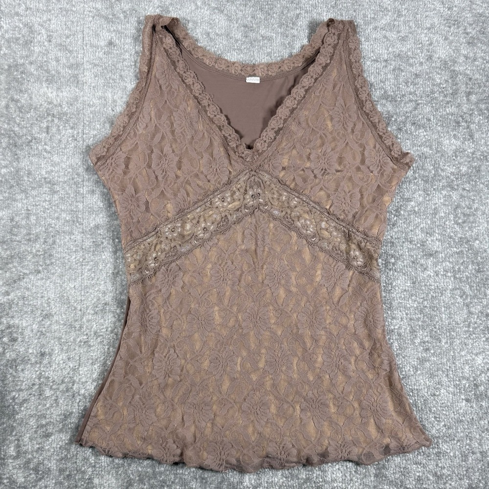 Flexees Top Women's Large Brown Babydoll‎ Sleeveless Lined Fairy Cottagecore